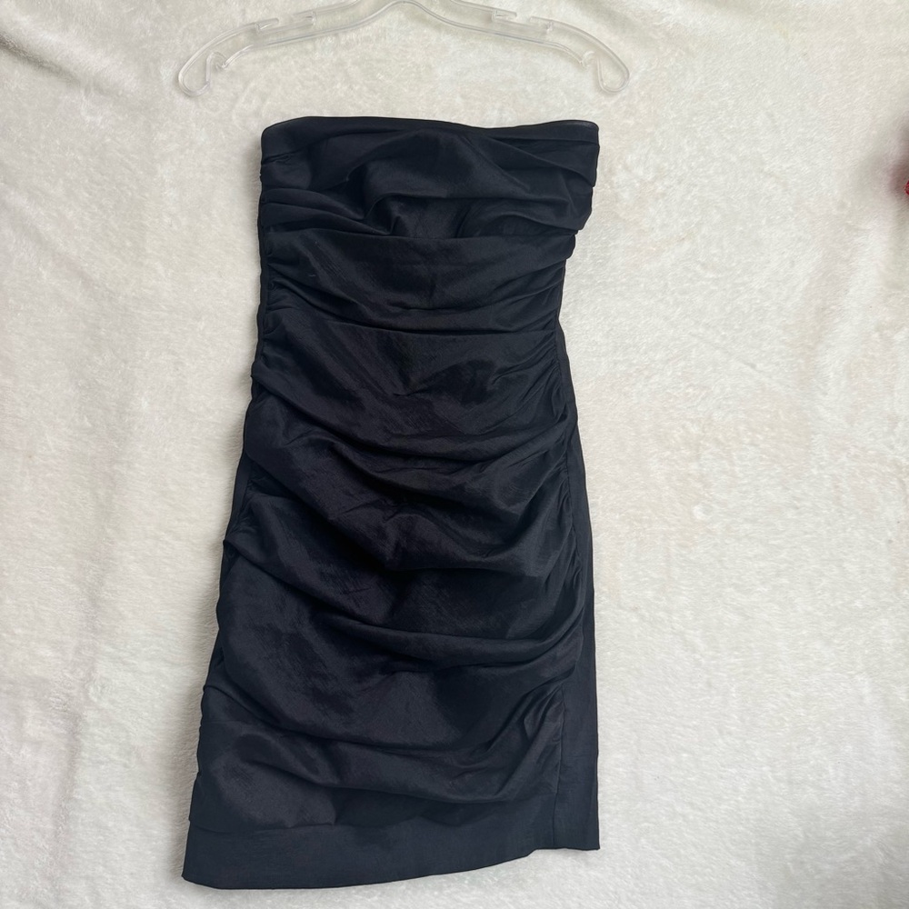 Celavie Collection Y2K Ruched Strapless Stretch Dress Mini Bodycon Eve Black XS - Picture 2 of 16